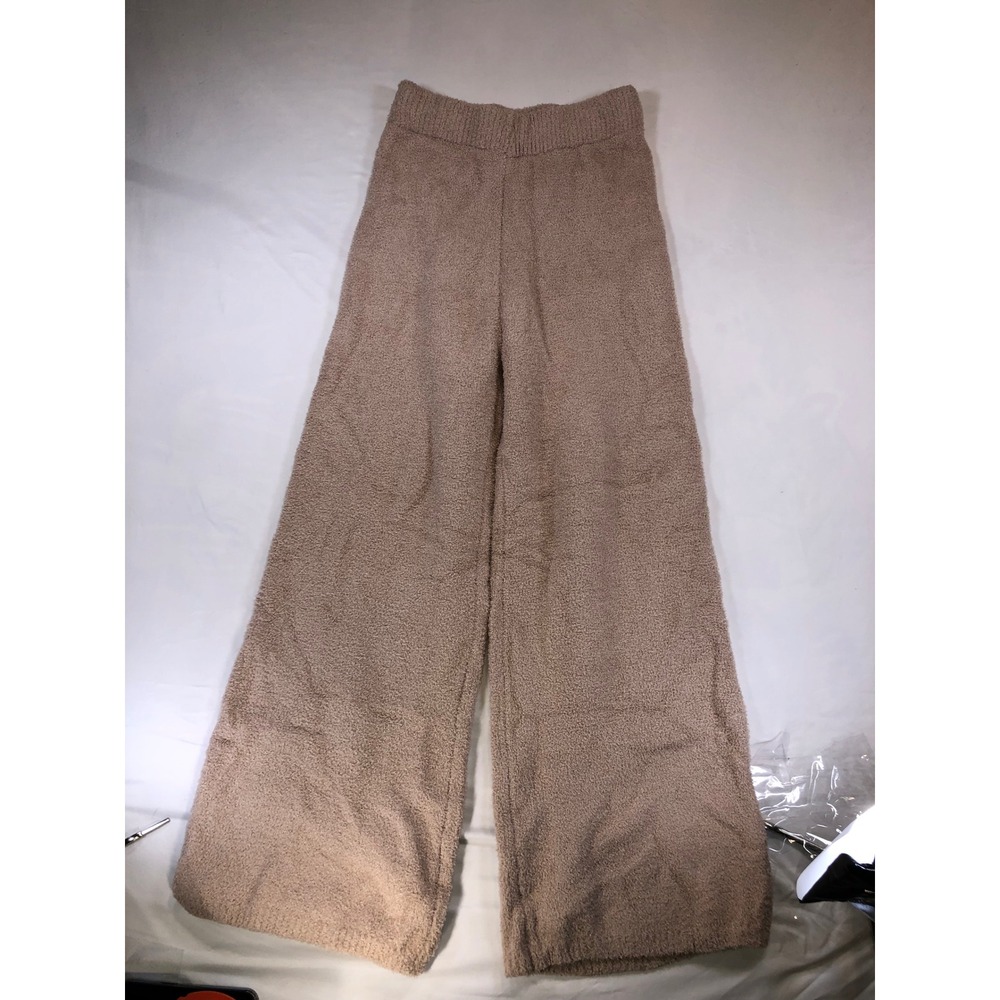 Happily Grey Fuzzy Knit Wide Leg Lounge Pants Taupe Brown Large ST23992